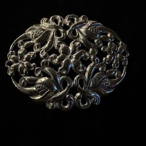 Vintage Sterling Silver Flower Open Work Statement Brooch